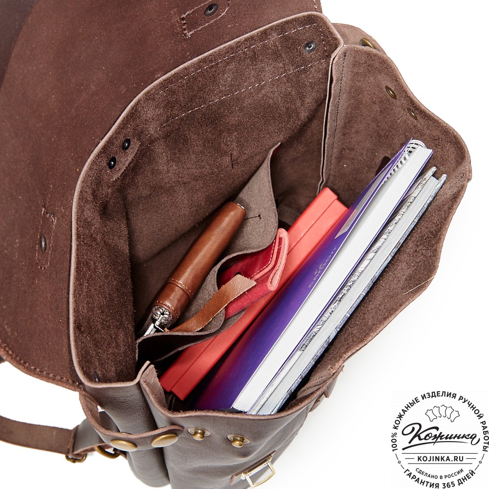 Кожаный рюкзак "Школьник" (тёмно-коричневый)